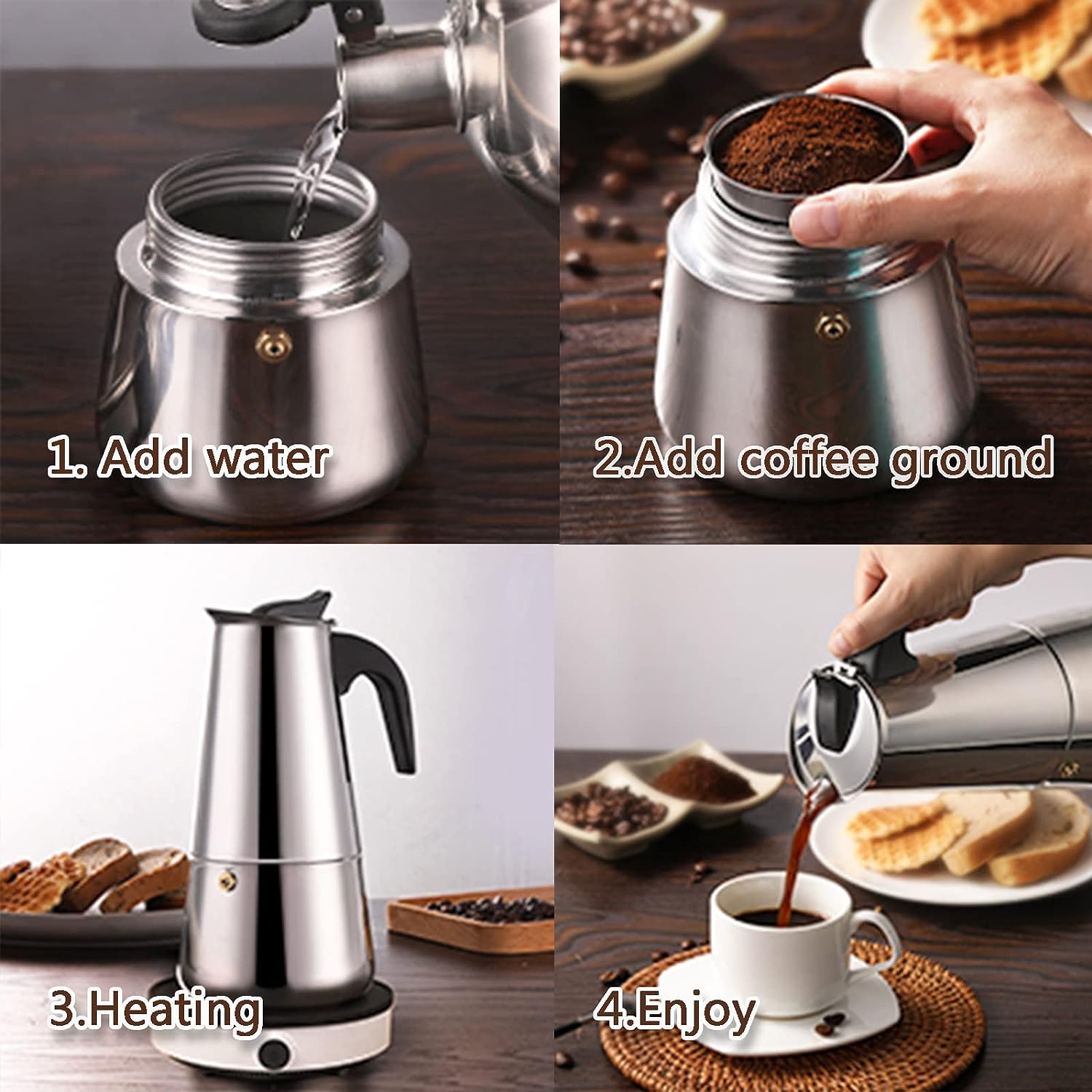 4/6/9 Xícaras Moka Pot Caffe M - Pothos avaliação e preço